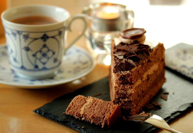coffee and piece of cake photo