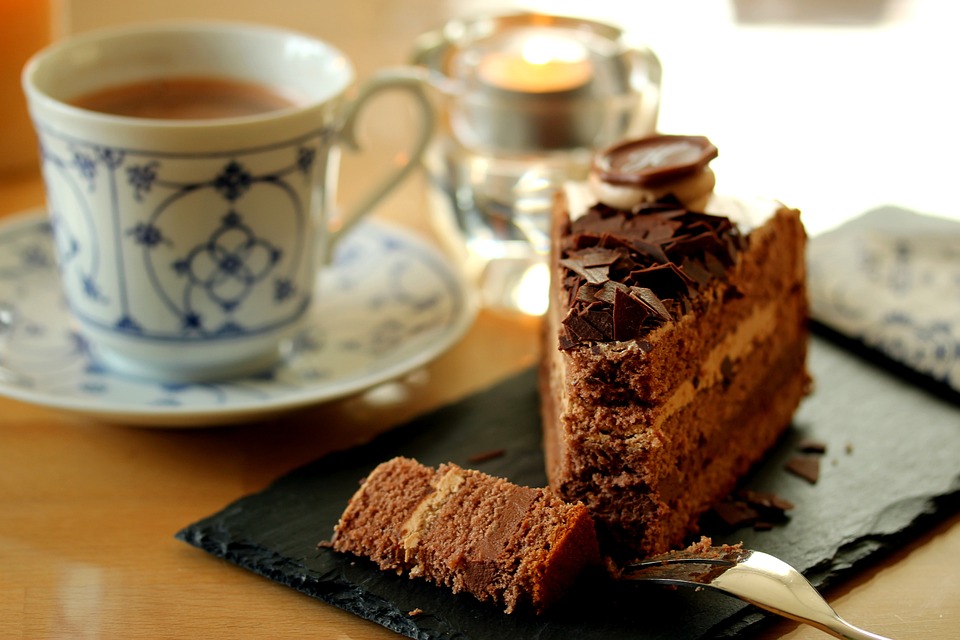 coffee and piece of cake photo