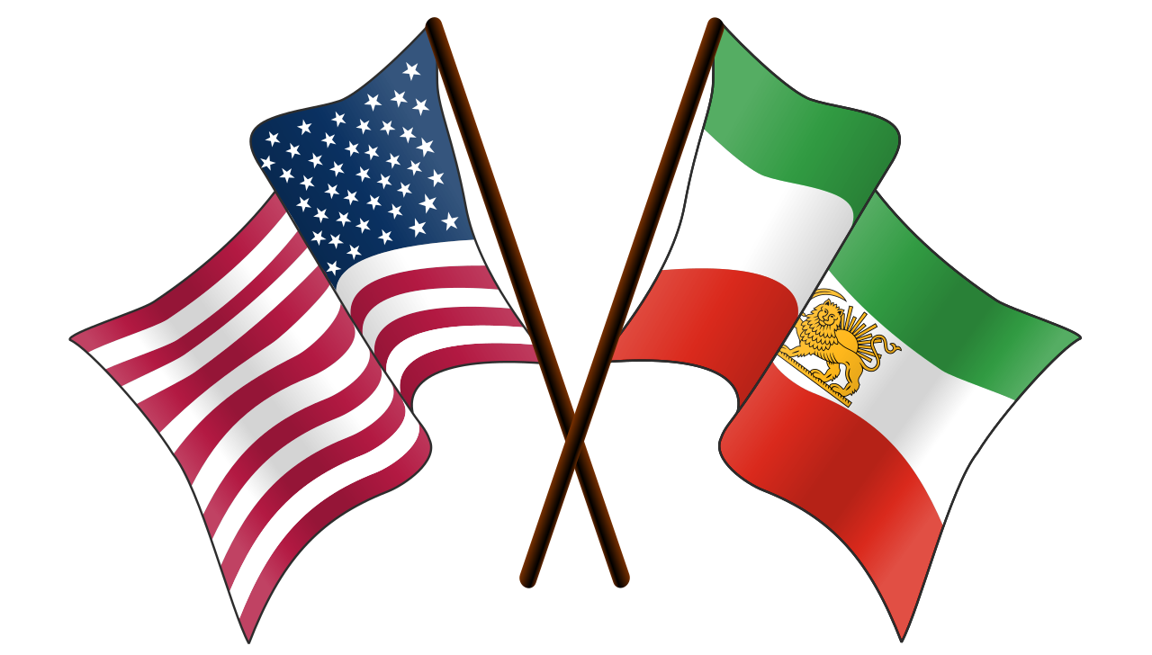 Illustration of the flags of the United States and Iran