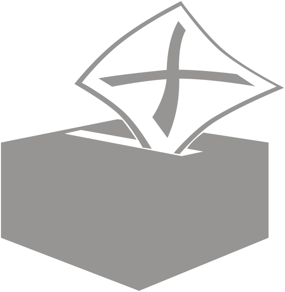 Silhouette of a ballot being placed into a ballot box