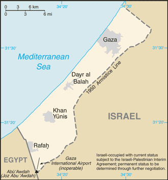 CIA World Factbook map of the Gaza Strip