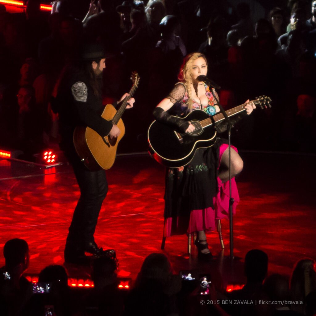 Madonna performing in Las Vegas in 2015; not the 2026 VMA event