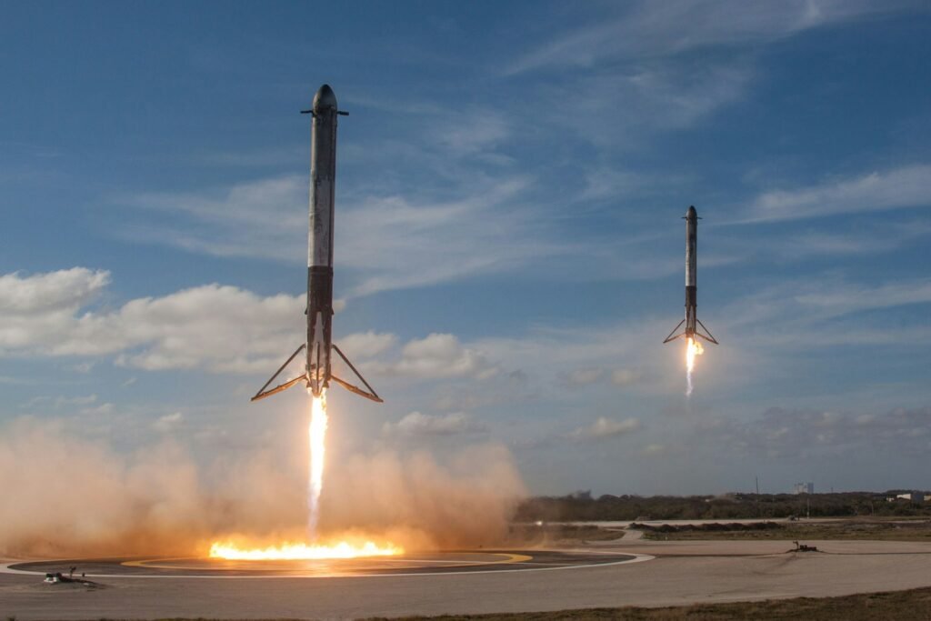 Rocket launching into the sky, illustrating ballistic missile technology