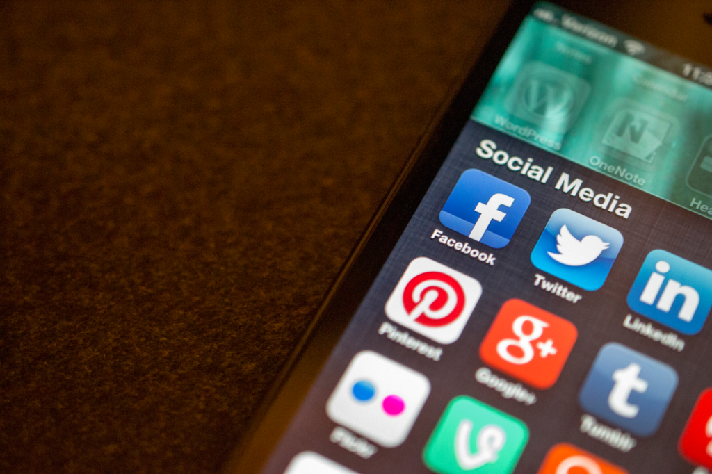 A smartphone displaying social-media app icons