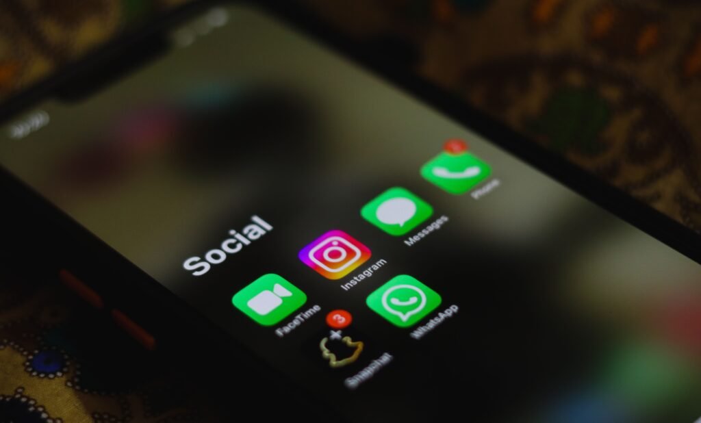 Social media applications displayed on a smartphone