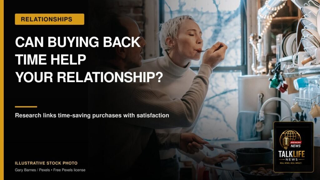 TalkLife News relationships graphic showing a couple cooking together in a licensed Pexels stock photo
