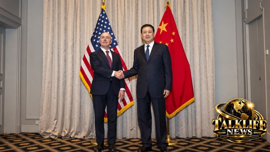 Officials at a U.S.–China bilateral meeting with TalkLife News logo