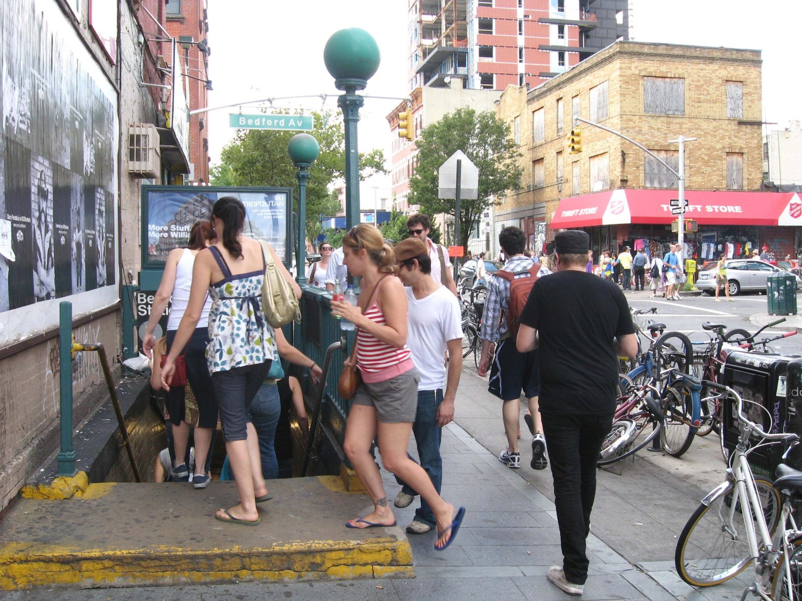 Archival view of the Bedford Avenue L-train station entrance in Brooklyn