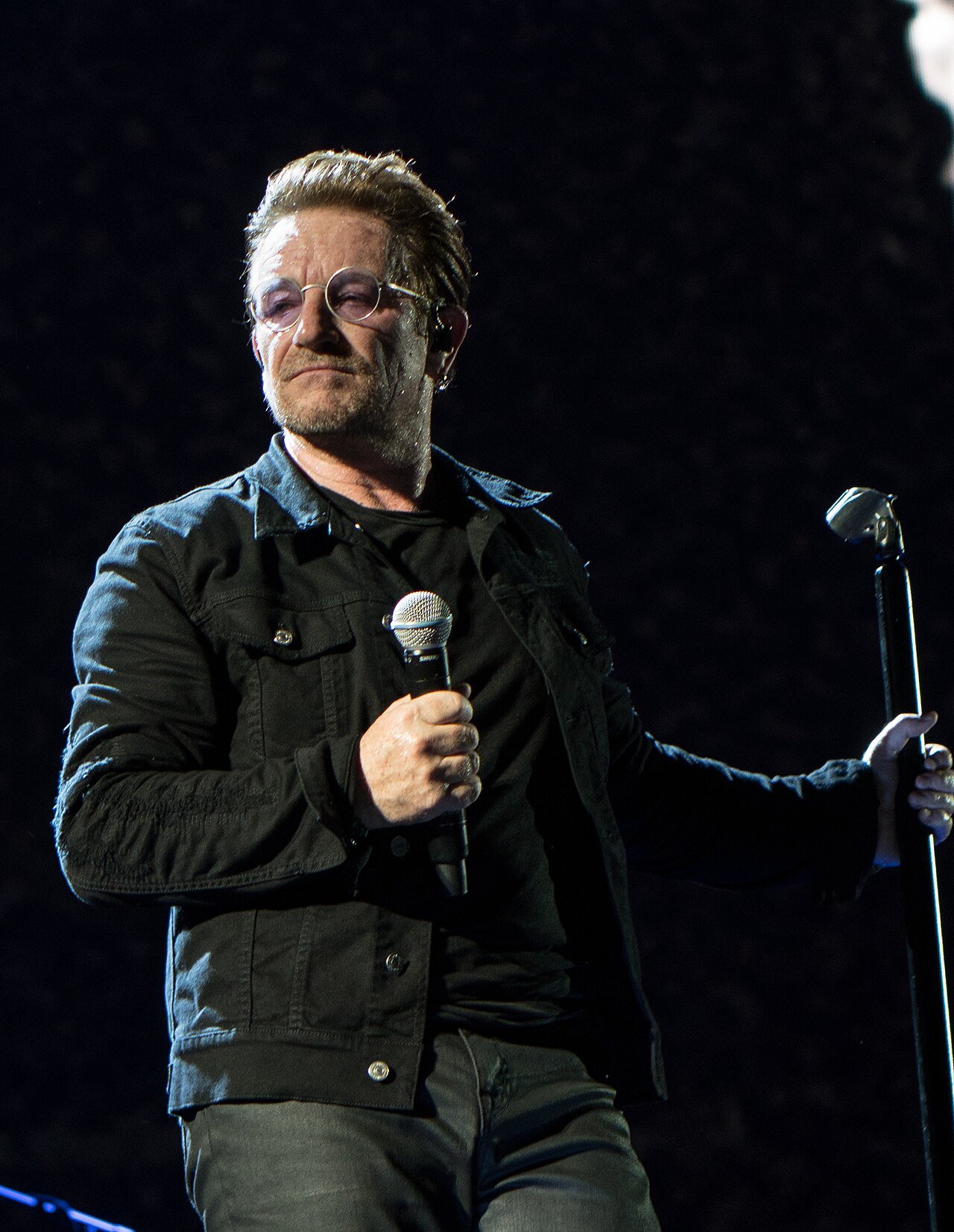 Bono performing with U2 during the Joshua Tree Tour in Miami in June 2017