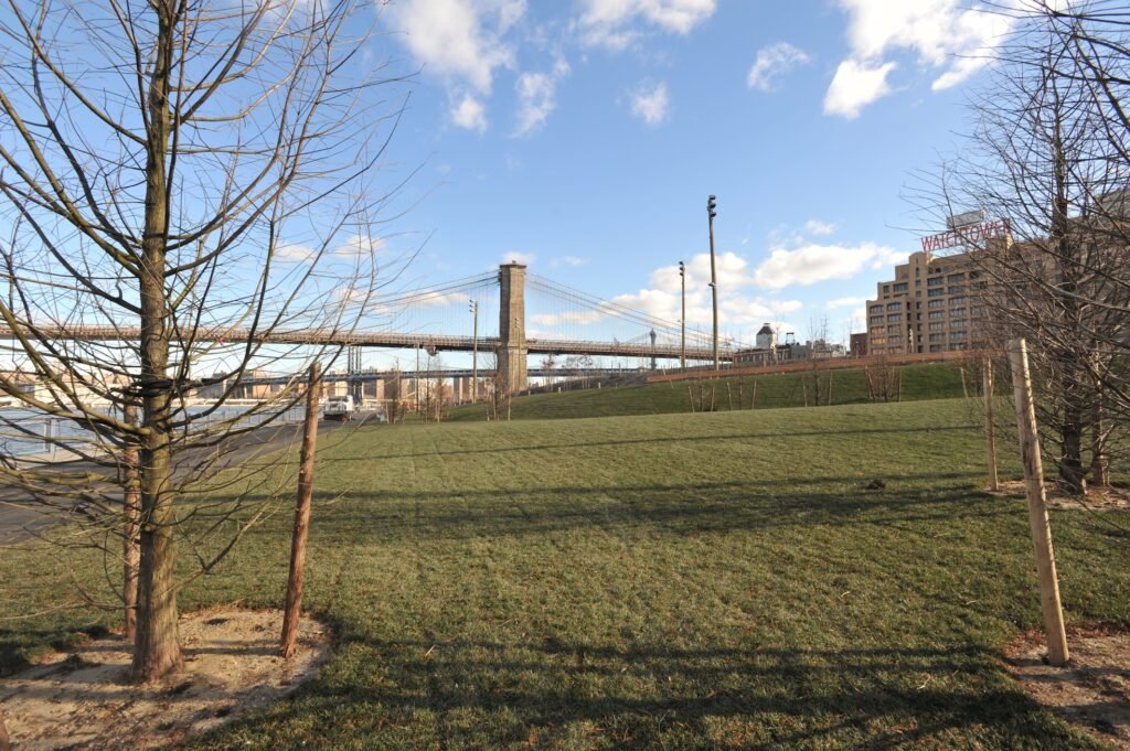 Archival view looking northeast across Brooklyn Bridge Park