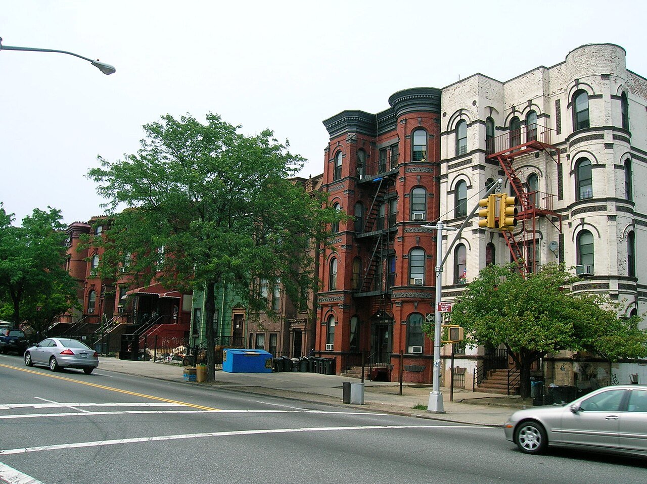 Archival apartment buildings on Bushwick Avenue near Suydam Street in Brooklyn