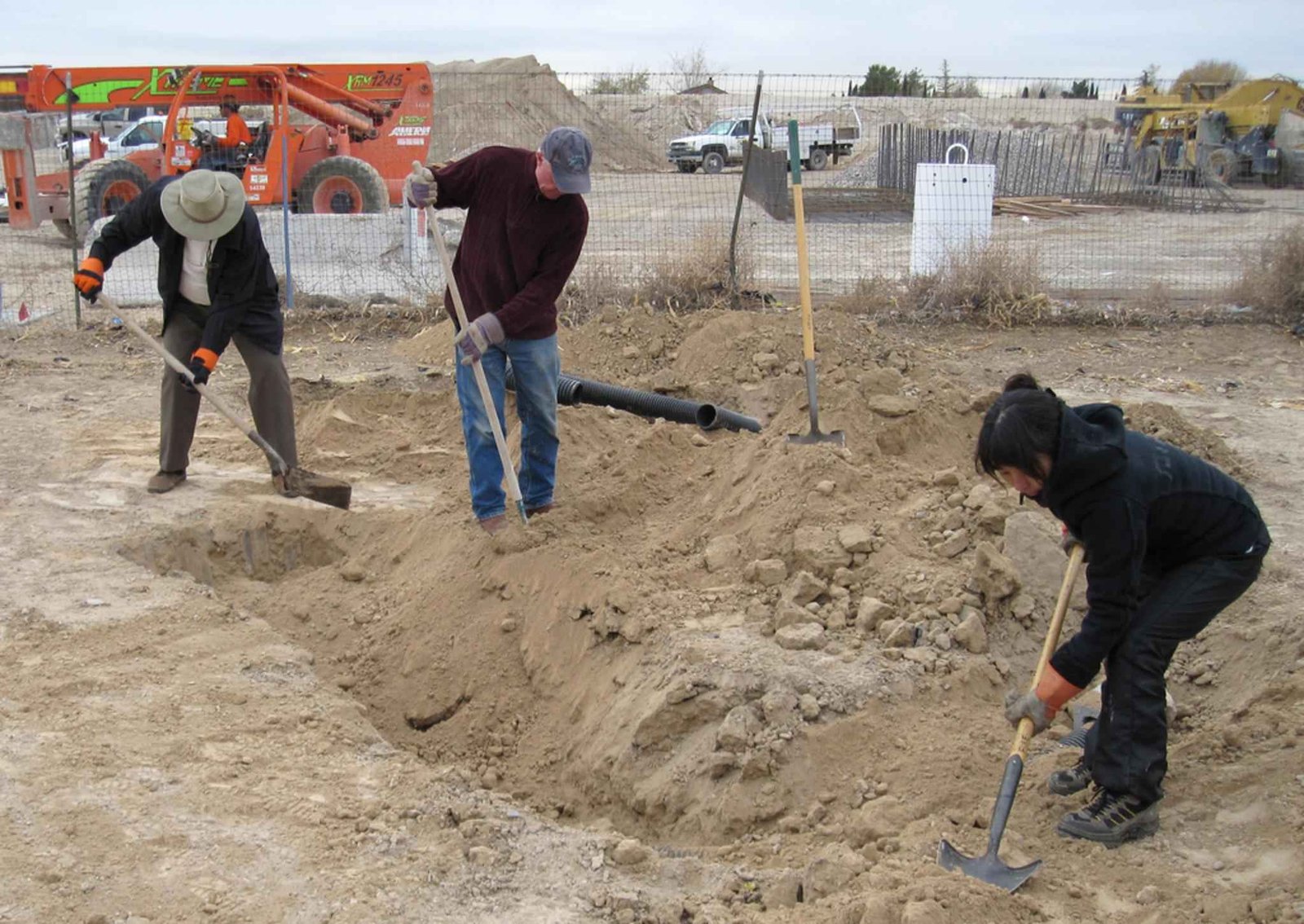 Construction workers in an archival photograph