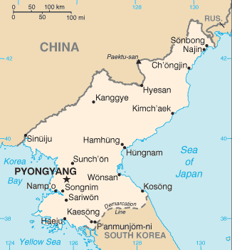 CIA World Factbook location map of North Korea