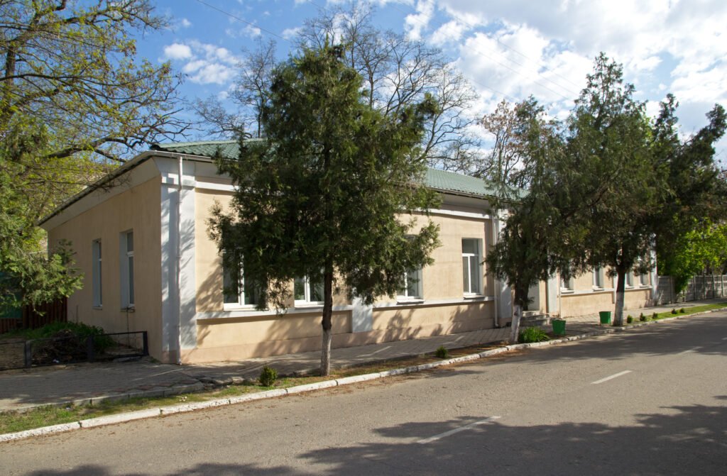 Buildings and a road in Oleshky in an archival April 2016 photograph
