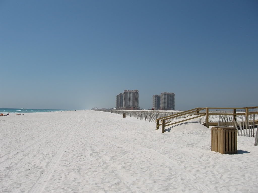 Archival photograph of Pensacola Beach; not current storm conditions