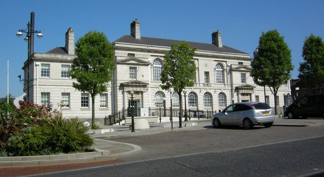 Rotherham Town Hall in an archival photograph, not the explosion site