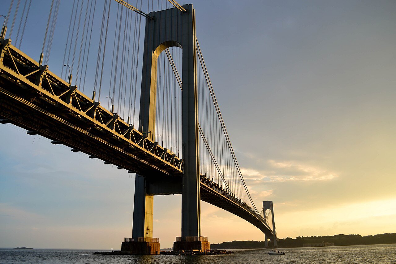 Archival view beneath the Verrazzano-Narrows Bridge